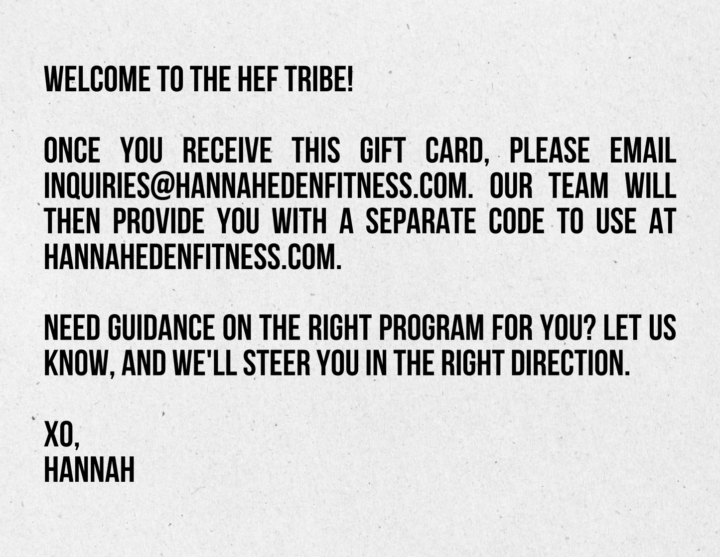 HEF Training Program Gift Card